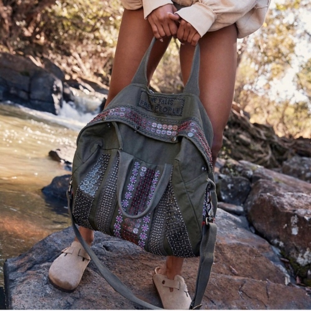 Free People x The Falls! Constellation Tote Bag In Olive NWOT! - Picture 9 of 14